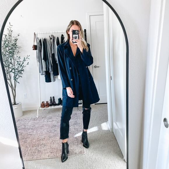 VINTAGE DKNY Navy Blue Double Breasted Coat - Picture 4 of 14